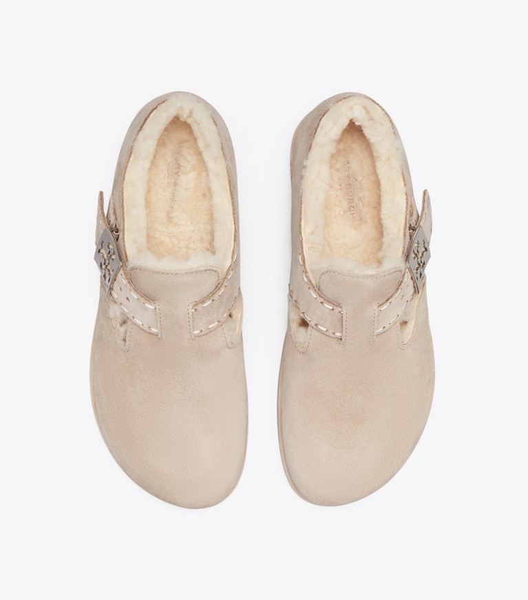 Tory Burch designer flats Mellow Shearling Mary Jane in AVOLA / SILVER overhead