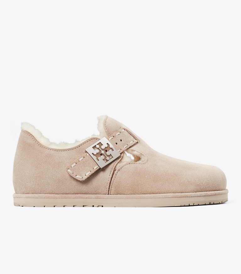 Tory Burch designer flats Mellow Shearling Mary Jane in AVOLA / SILVER side