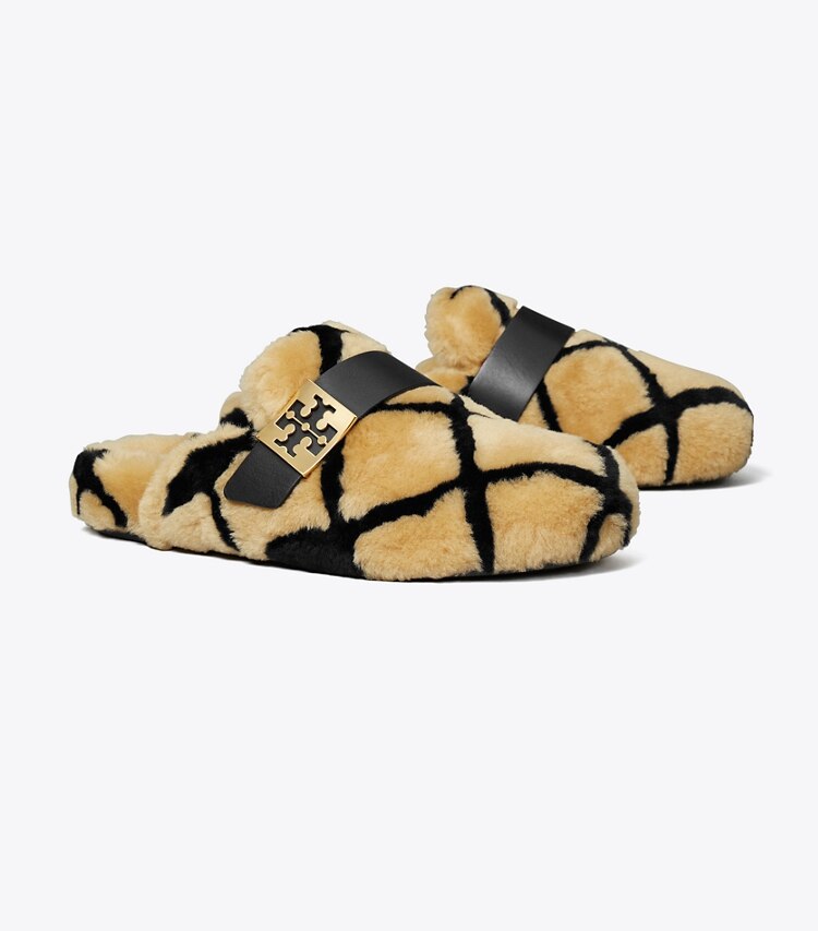 Tory Burch designer フラット メロー シアリング ミュール in LIGHT TOFFEE angle