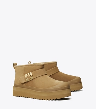 Tory Burch designer ブーツ メロー プラットフォームブーツ in CHESTNUT / GOLD angle