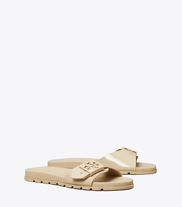 Tory Burch designer sandals Mellow Slide in STONE GRAY / STONE GRAY angle