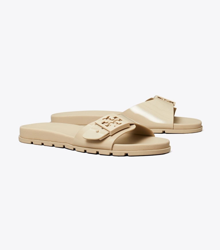 Tory Burch designer sandals Mellow Slide in STONE GRAY / STONE GRAY angle