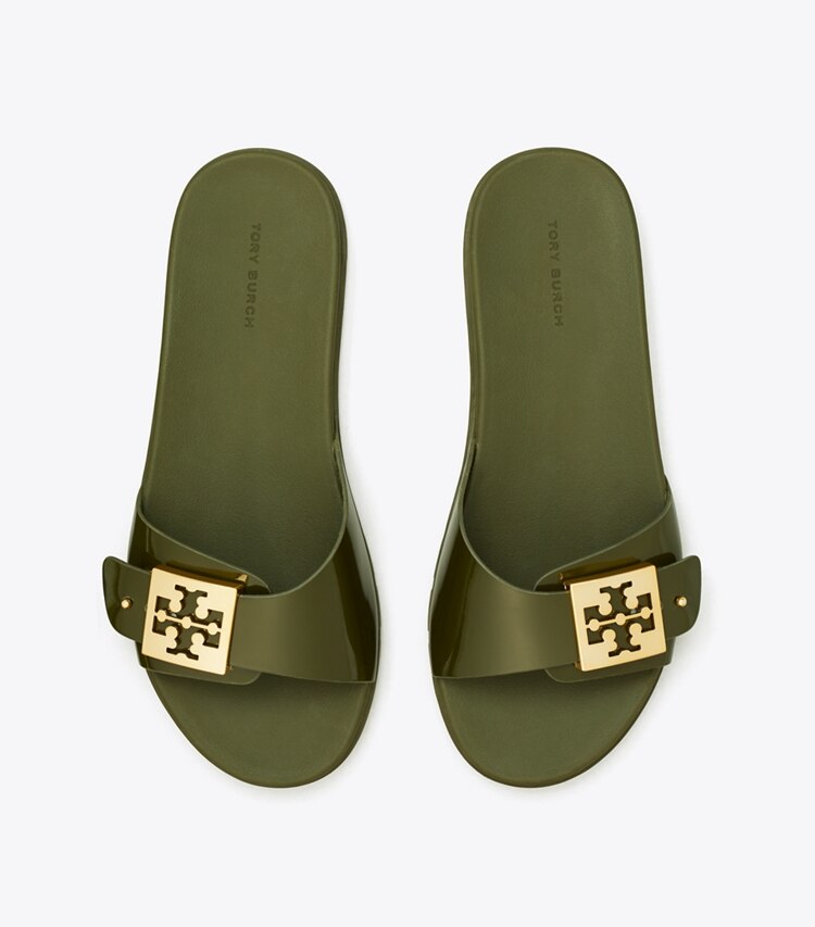 Tory Burch designer sandals Mellow Slide in LECCIO / GOLD overhead