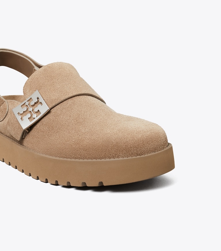 Tory Burch designer flats Mellow Sport Mule in RIVER ROCK / SILVER detail