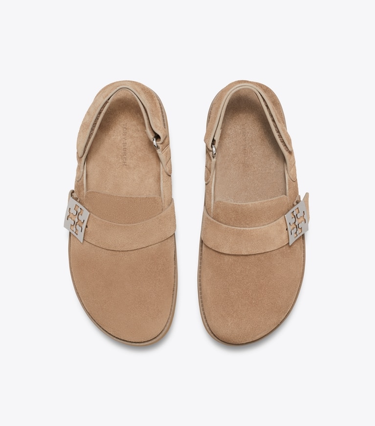 Tory Burch designer flats Mellow Sport Mule in RIVER ROCK / SILVER overhead