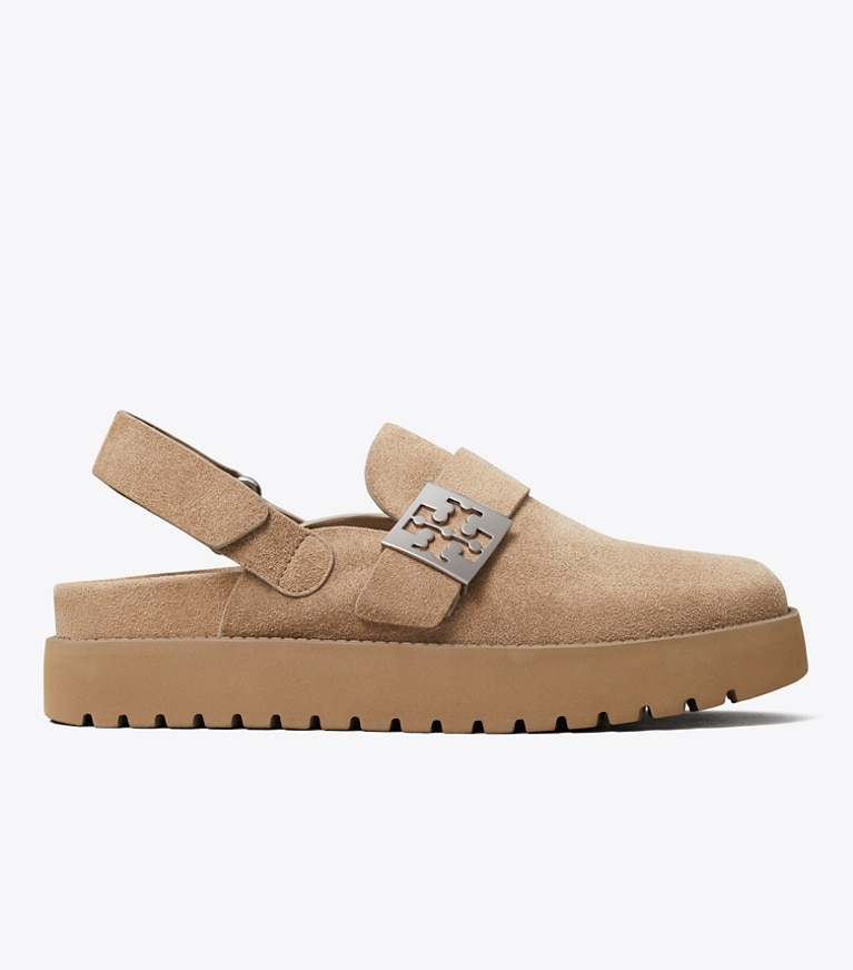 Tory Burch designer flats Mellow Sport Mule in RIVER ROCK / SILVER side