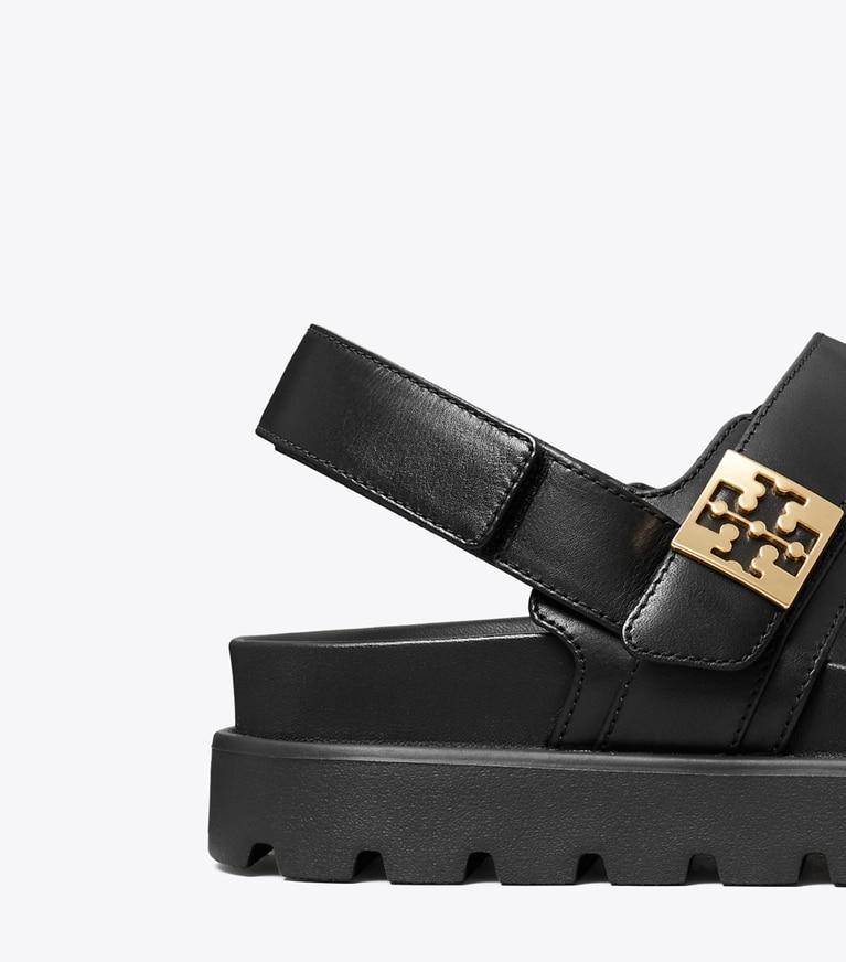 Tory Burch designer sandals Mellow Sport Sandal in PERFECT BLACK / GOLD detail