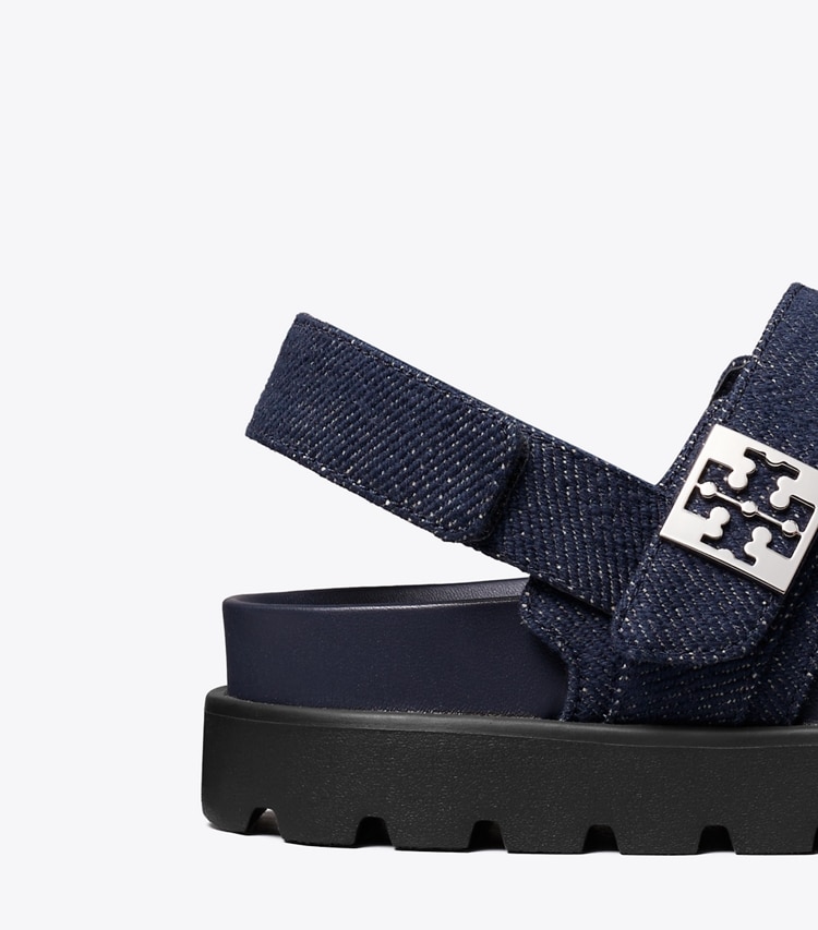 Tory Burch designer sandals Mellow Sport Sandal in MIDNIGHT DENIM / NAVY / SILVER detail