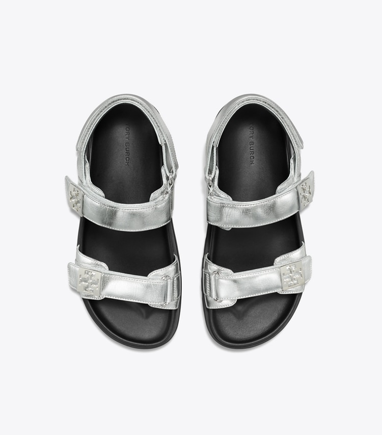 Tory Burch designer sandals Mellow Sport Sandal in SILVER / PERFECT BLACK / SILVER overhead