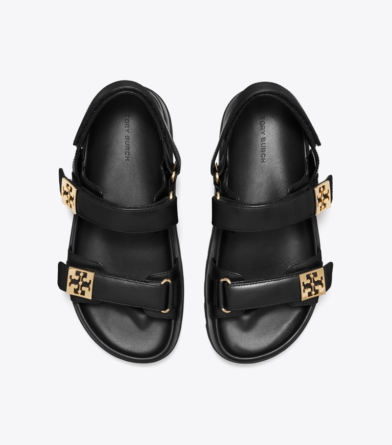 Tory Burch designer sandals Mellow Sport Sandal in PERFECT BLACK / GOLD overhead