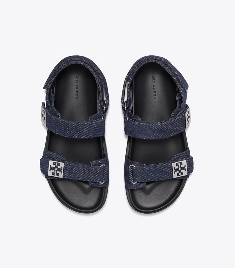 Tory Burch designer sandals Mellow Sport Sandal in MIDNIGHT DENIM / NAVY / SILVER overhead