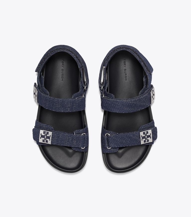 Tory Burch designer sandals Mellow Sport Sandal in MIDNIGHT DENIM / NAVY / SILVER overhead