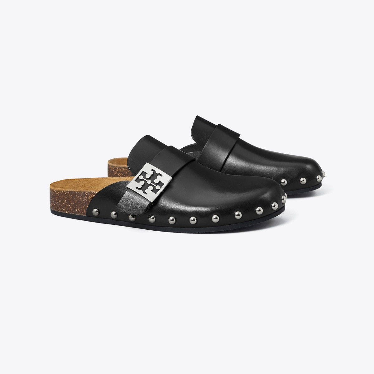 Black cheap studded mules