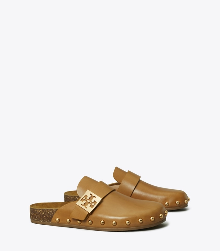 Tory Burch designer flats Mellow Studded Mule in CARAMEL CORN angle
