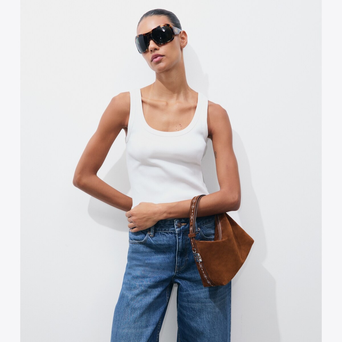 MELLOW STUDDED SUEDE SHOULDER BAG - thumbnail 3