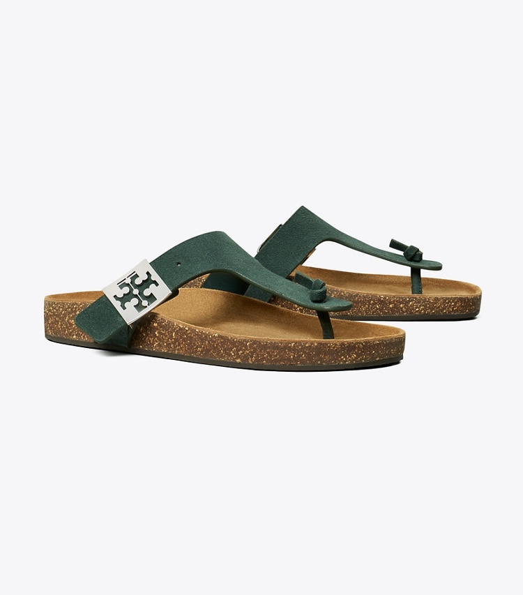 Tory Burch designer sandals Mellow T-Strap Sandal in WARM TEAL / LIGHT TEAK angle