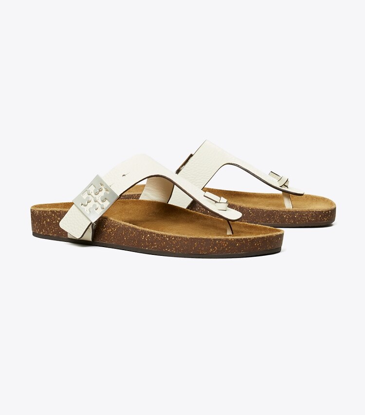 Tory Burch designer sandals Mellow T-Strap Sandal in BLANC / LIGHT OAK angle