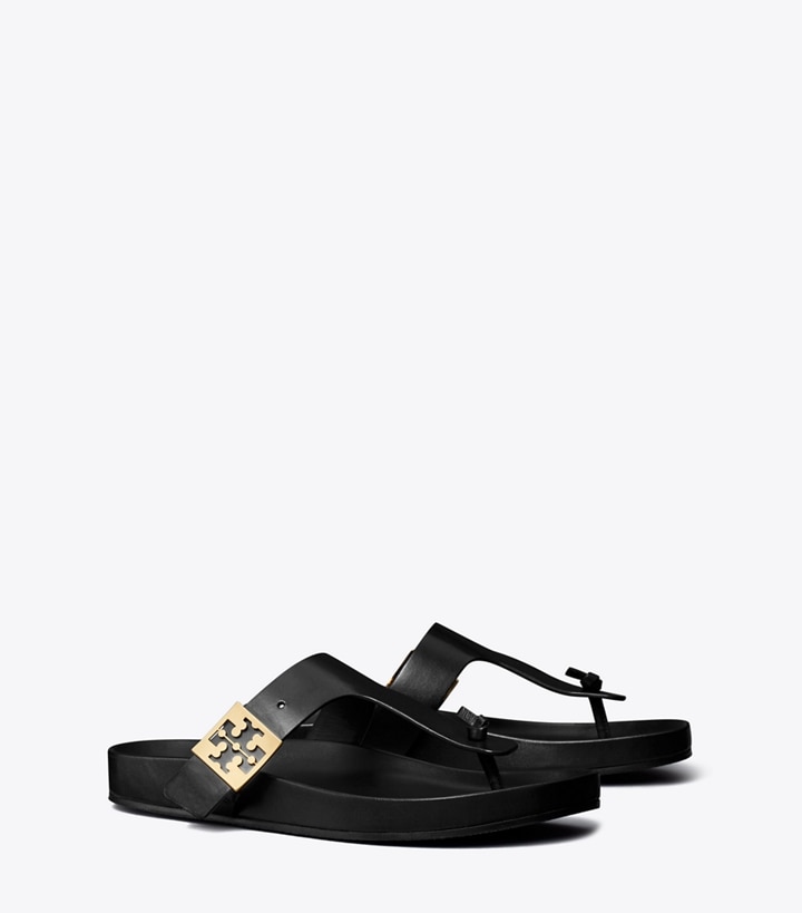Tory Burch designer sandals Mellow T-Strap Sandal in PERFECT BLACK / PERFECT BLACK angle
