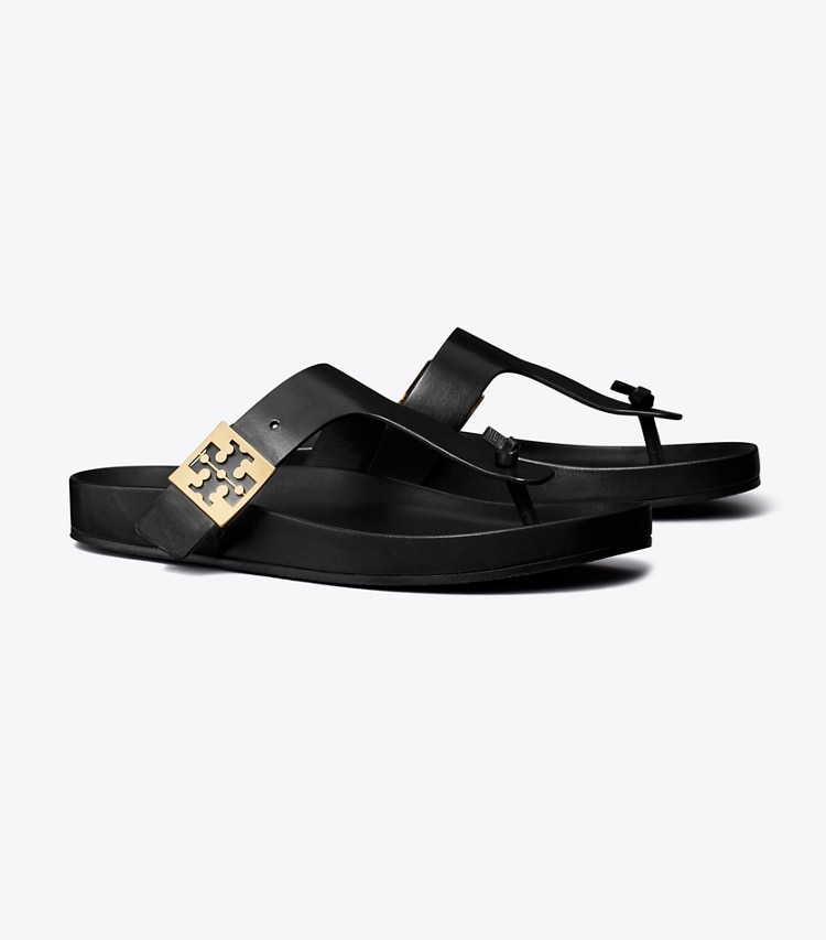 Tory Burch designer sandals Mellow T-Strap Sandal in PERFECT BLACK / PERFECT BLACK angle