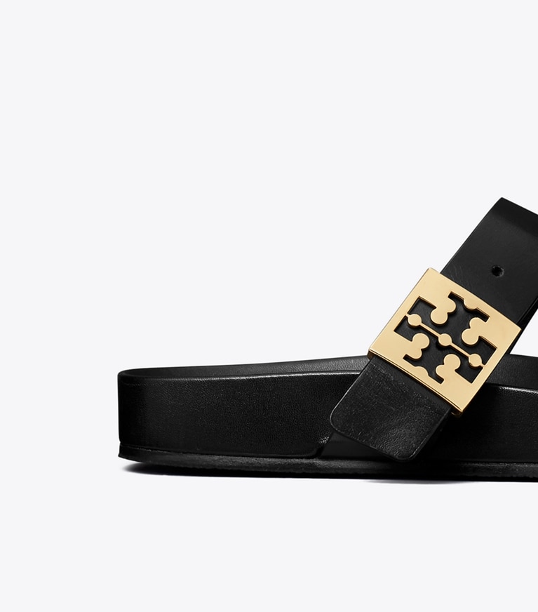 Tory Burch designer sandals Mellow T-Strap Sandal in PERFECT BLACK / PERFECT BLACK angle