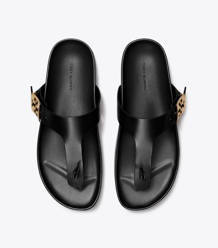 Tory Burch designer sandals Mellow T-Strap Sandal in PERFECT BLACK / PERFECT BLACK angle