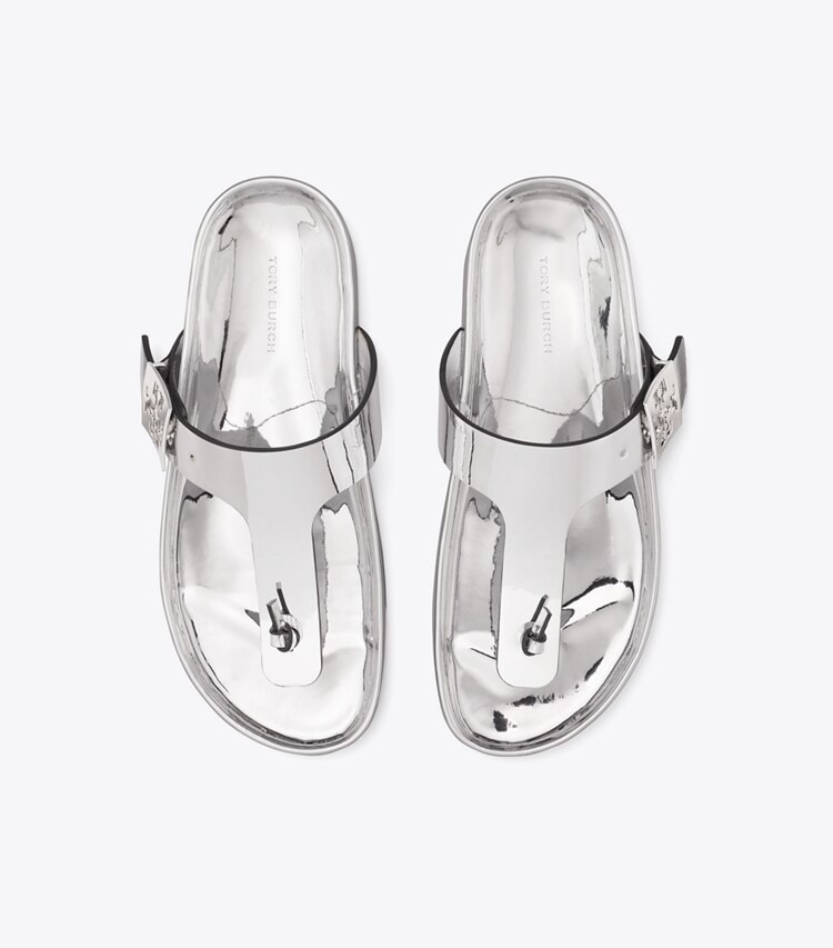 Tory Burch designer sandals Mellow T-Strap Sandal in ARGENTO overhead