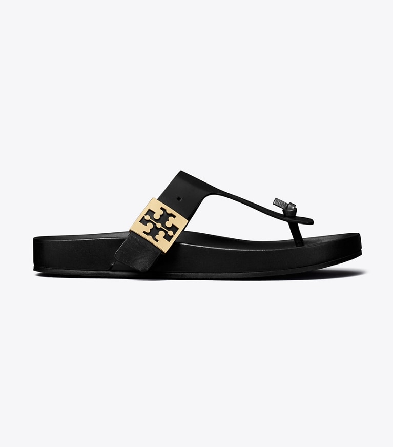 Tory Burch designer sandals Mellow T-Strap Sandal in PERFECT BLACK / PERFECT BLACK angle