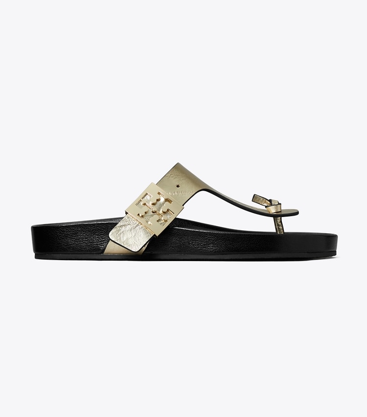 Tory Burch designer sandals Mellow T-Strap Sandal in SPARK GOLD / PERFECT BLACK side