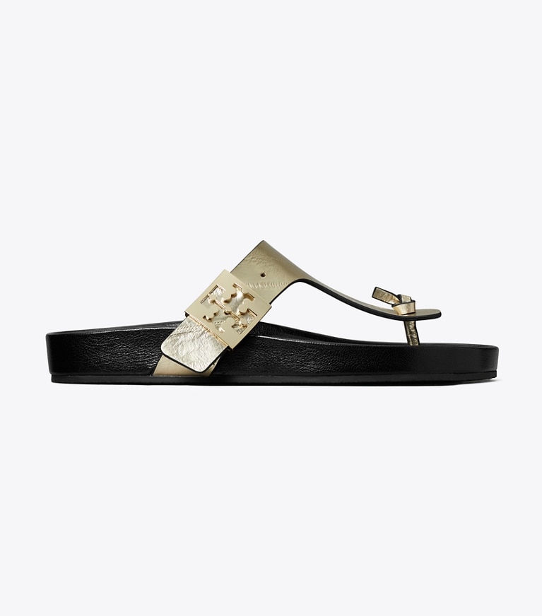 Tory Burch designer sandals Mellow T-Strap Sandal in SPARK GOLD / PERFECT BLACK side