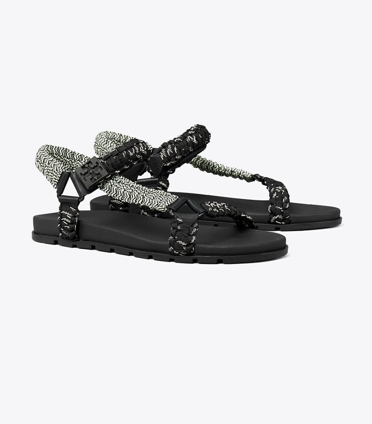 Tory Burch designer sandals Mellow Trail Rope Sandal in PERFECT BLACK MULTI / PERFECT BLACK angle