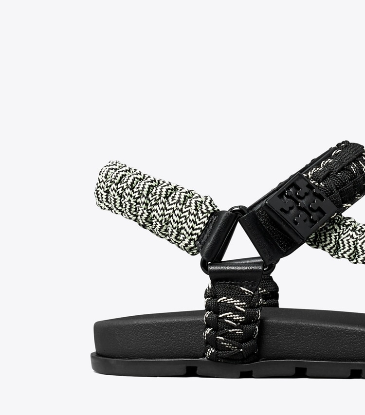 Tory Burch designer sandals Mellow Trail Rope Sandal in PERFECT BLACK MULTI / PERFECT BLACK detail