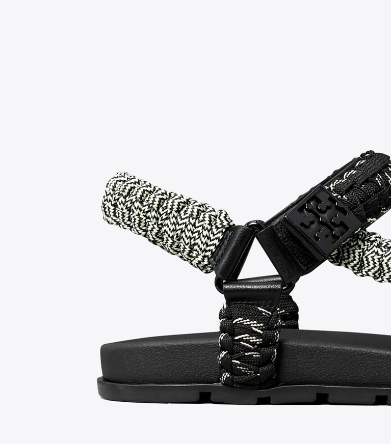 Tory Burch designer sandals Mellow Trail Rope Sandal in PERFECT BLACK MULTI / PERFECT BLACK angle