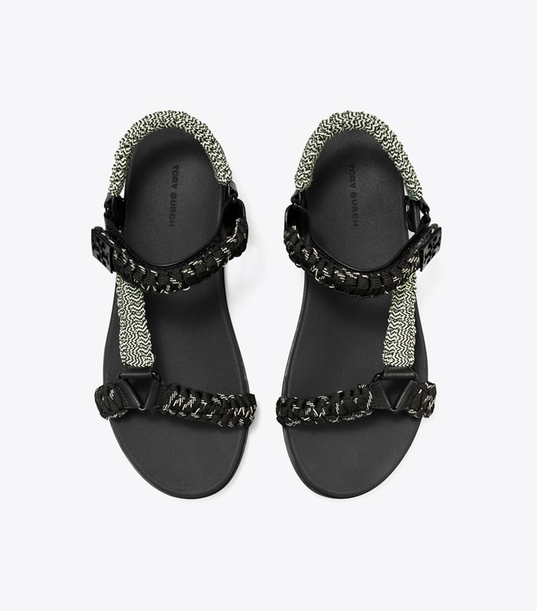 Tory Burch designer sandals Mellow Trail Rope Sandal in PERFECT BLACK MULTI / PERFECT BLACK angle