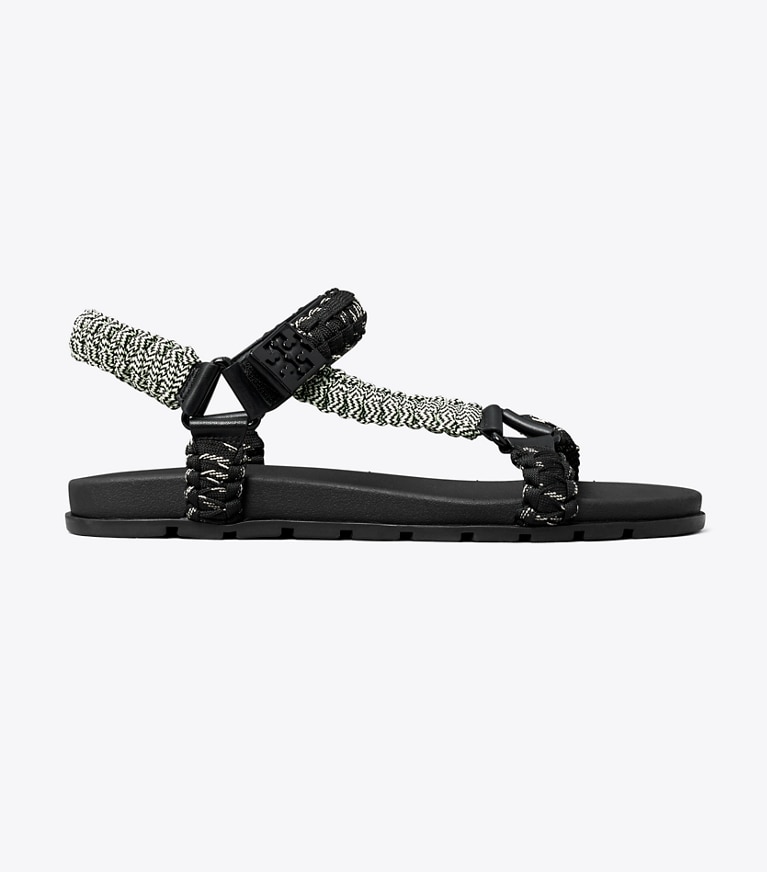 Tory Burch designer sandals Mellow Trail Rope Sandal in PERFECT BLACK MULTI / PERFECT BLACK angle