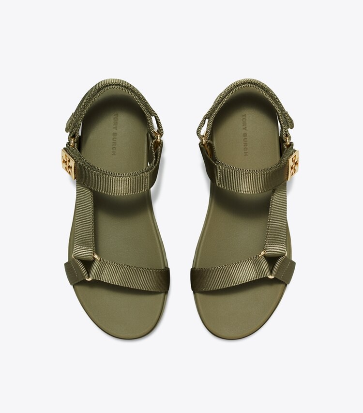 Tory Burch designer sandals Mellow Trail Sandal in DEEP OLIVE / GOLD overhead