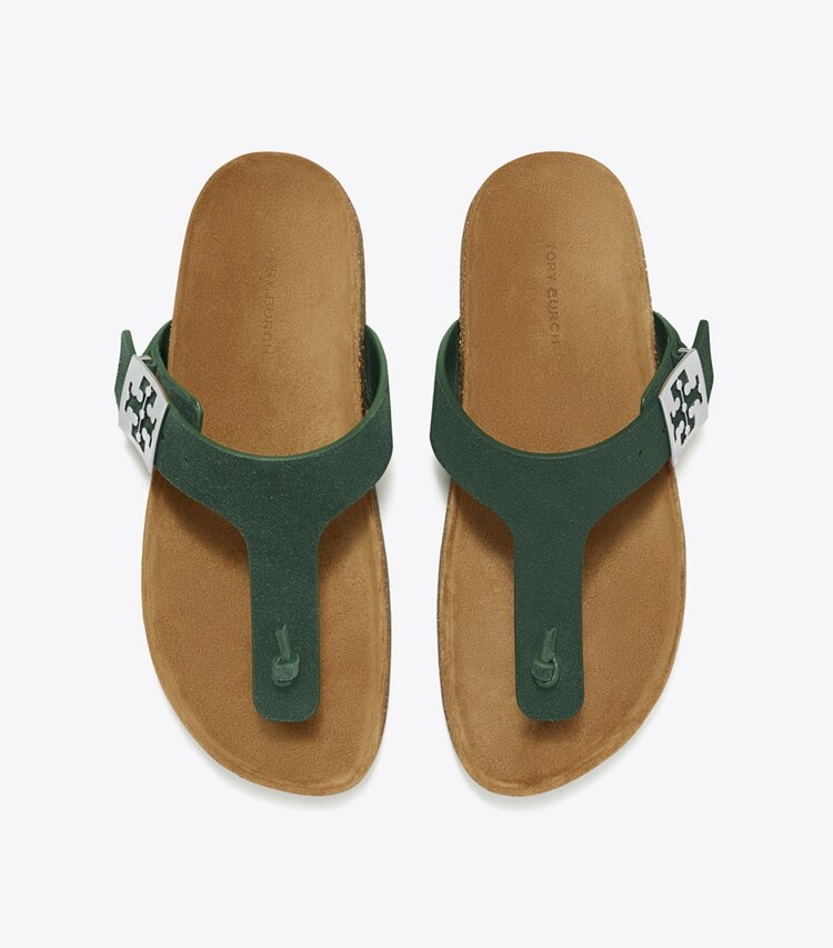 Tory Burch designer sandalen Mellow Zehensandale in WARM TEAL / LIGHT TEAK von oben
