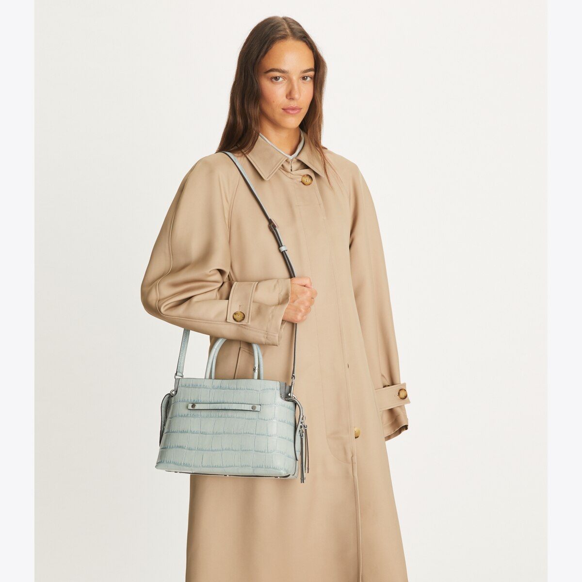 TORY BURCH Tロッククロススライト 1655890 020 Mercer Croc-Embossed Satchel: Women's Designer Satchels