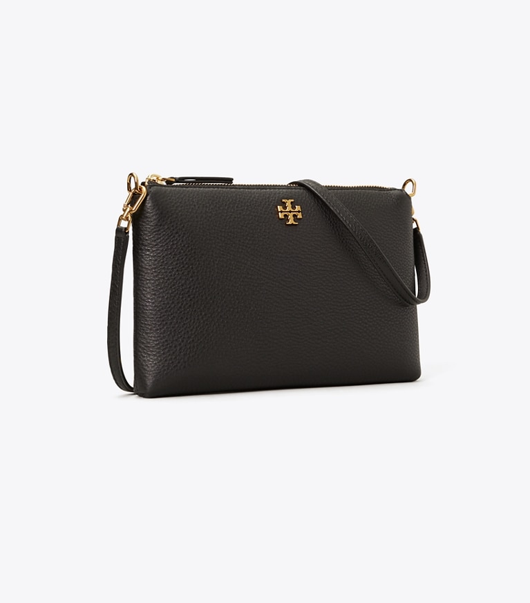 Tory Burch designer crossbody bags Mercer Crossbody Bag aus Strukturleder mit Reißverschluss in Black angle