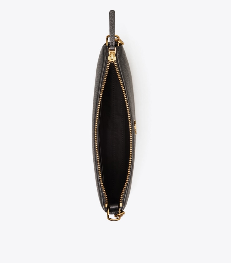 Tory Burch designer crossbody bags Mercer Crossbody Bag aus Strukturleder mit Reißverschluss in Black angle