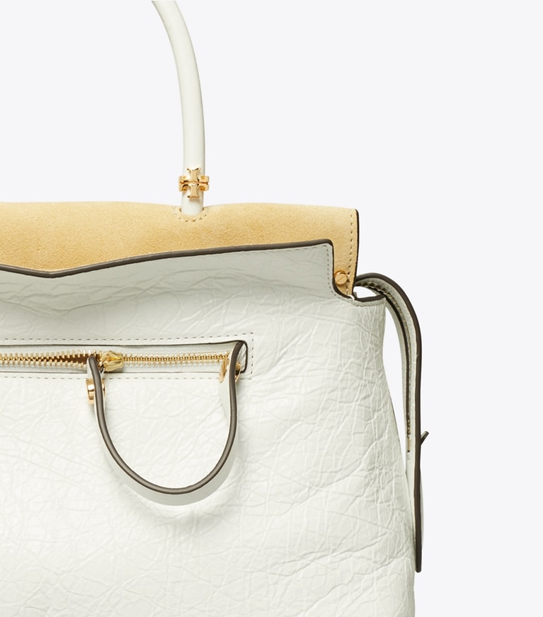 Tory Burch designer サッチェルバッグ マーサー ディストレスト サッチェルバッグ in Blanc angle