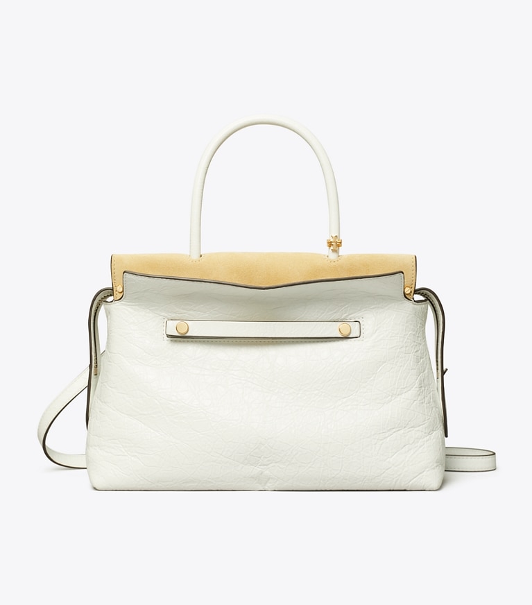 Tory Burch designer サッチェルバッグ マーサー ディストレスト サッチェルバッグ in Blanc angle