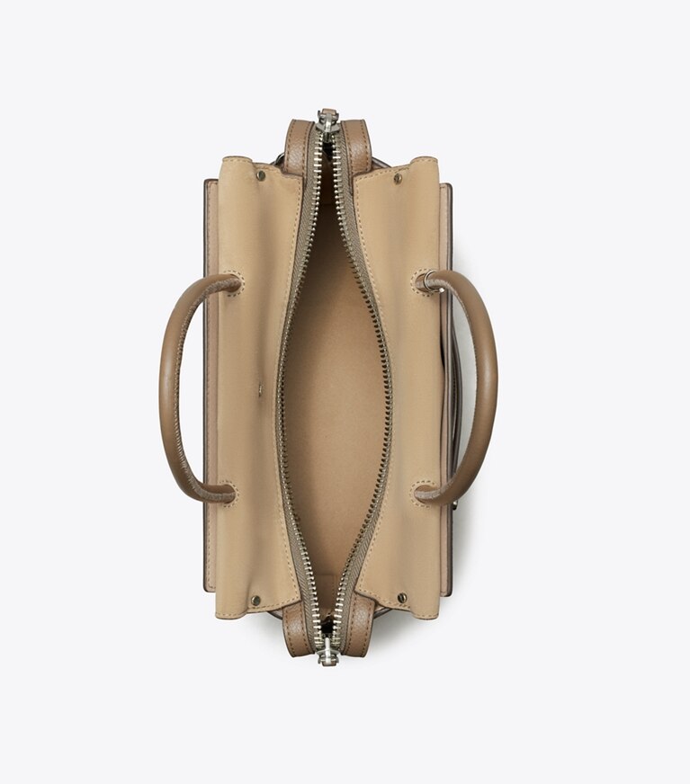 Tory Burch designer henkeltaschen Mercer Henkeltasche aus Strukturleder in Wild Mushroom angle