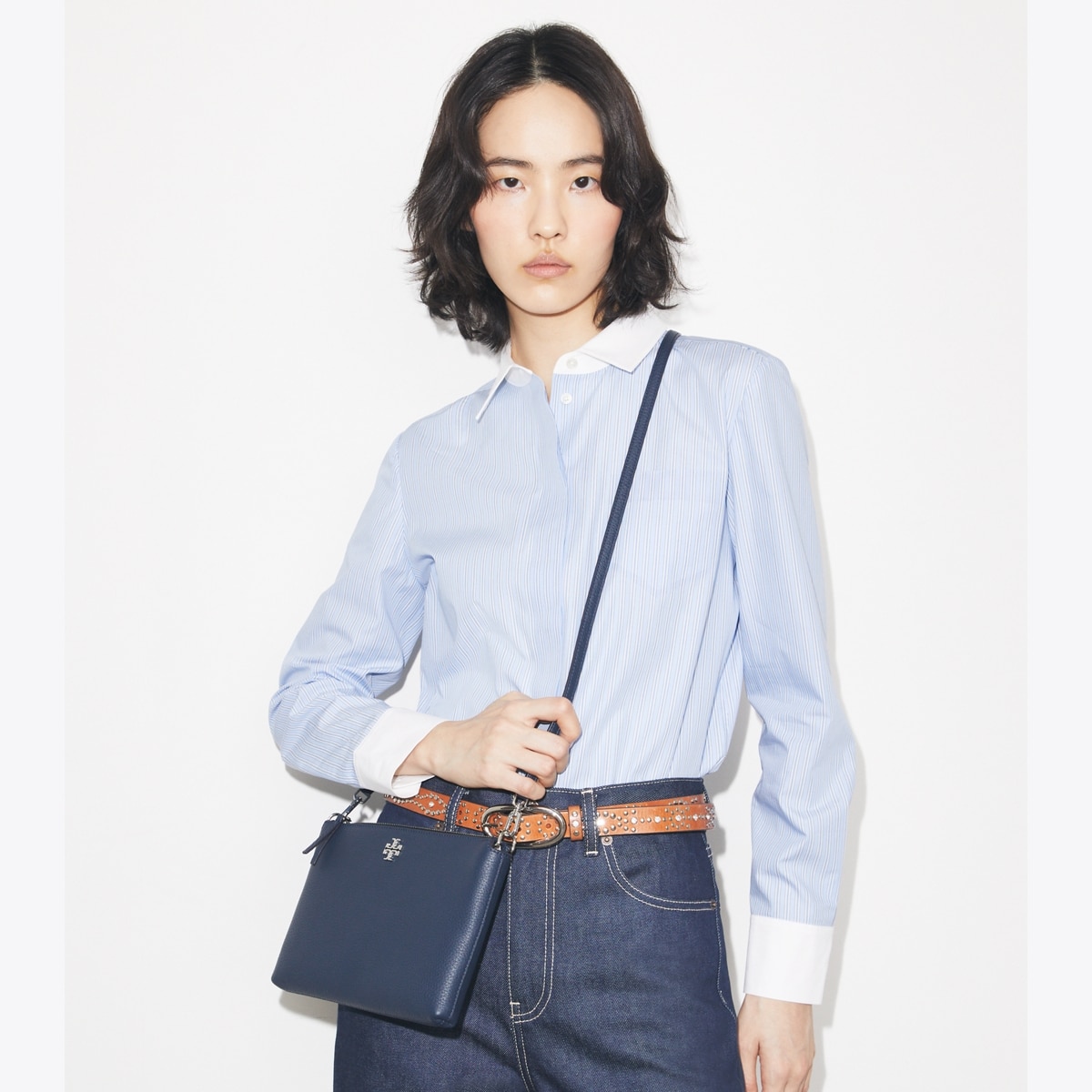 トリーバーチ BLOCK-T PEBBLED DOUBLE-ZIP Tory Burch Green Leather Block-T Double Zip Crossbody Bag Tory