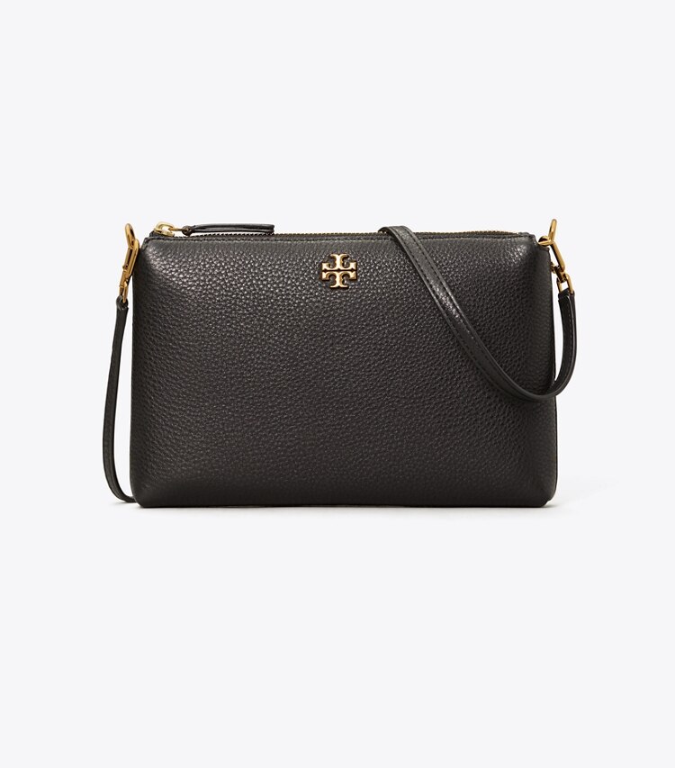 Tory Burch designer crossbody bags Mercer Pebbled Zip Crossbody in Black front