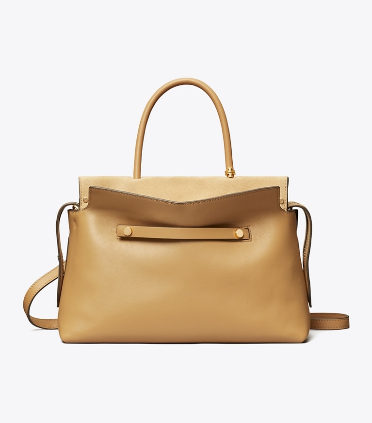 Tory Burch designer satchels Mercer Satchel in Ginger Shortbread angle