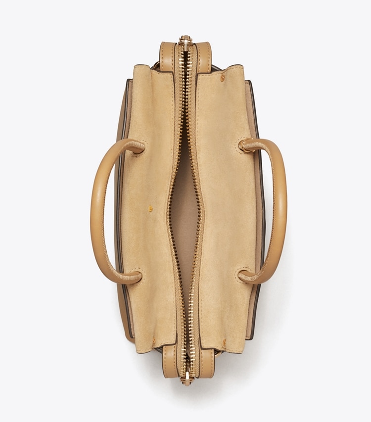 Tory Burch designer satchels Mercer Satchel in Ginger Shortbread overhead