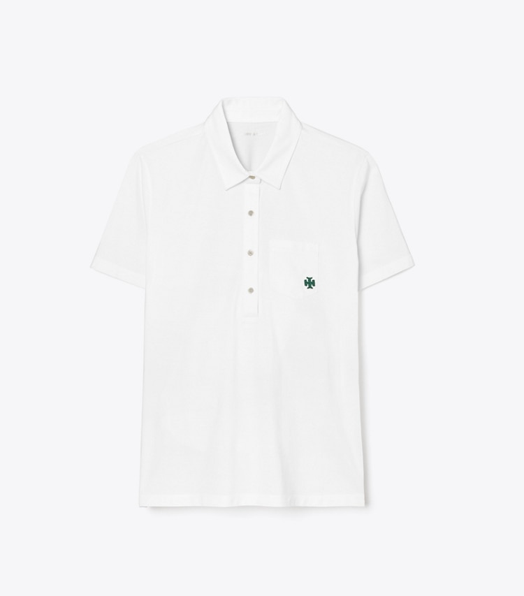 Tory Sport designer tops Mercerized Cotton Polo in Snow White front