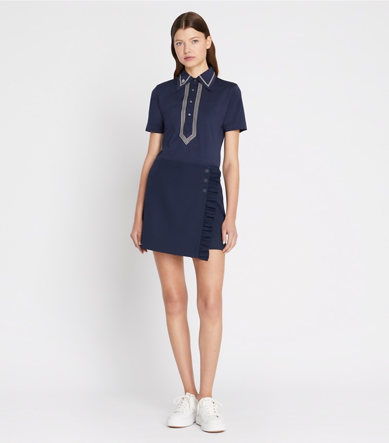 Tory Sport designer tops Mercerized Cotton Retro Polo in Tory Navy front