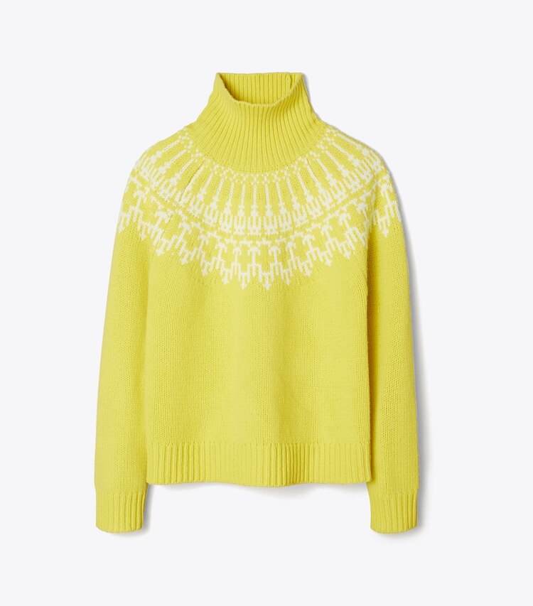 Tory Sport designer sweaters Merino Fair Isle Sweater in Citrea Mountain Fair Isle front