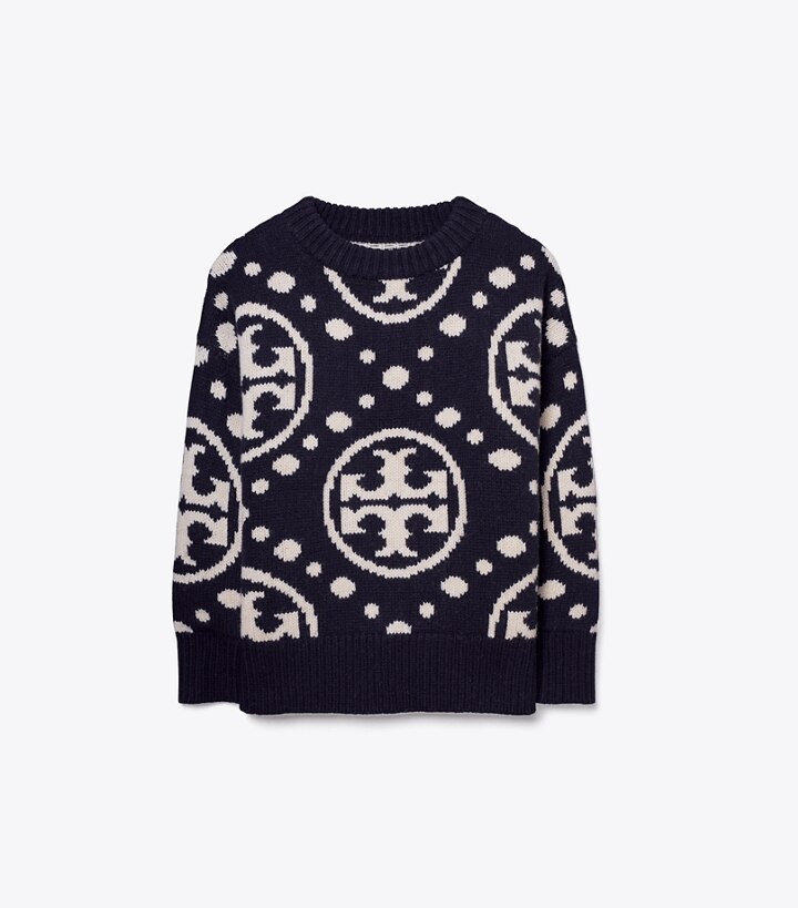 Merino Monogram Crewneck Sweater: Women's Designer Sweaters | Tory